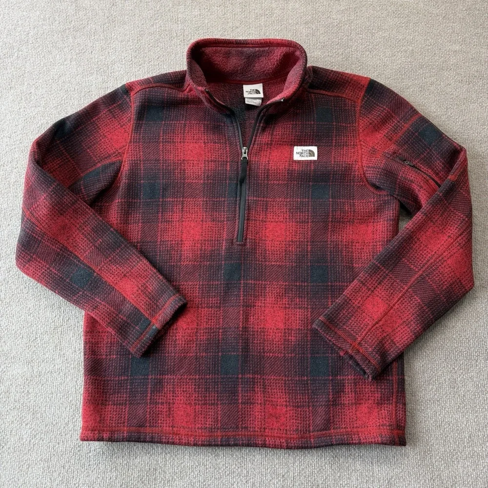 The North Face Tsillan Mens 1/4‎ Zipper Pullover Fleece Buffalo Plaid Size L